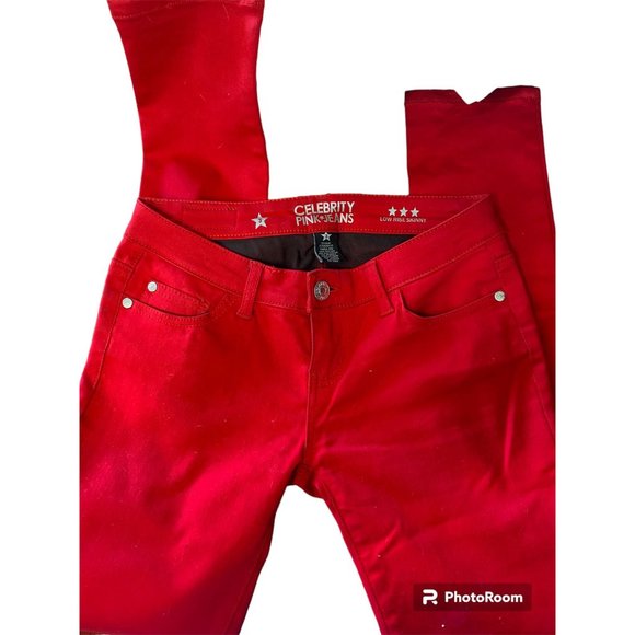 Celebrity Pink Jeans RED stretch skinny size 3 - Picture 2 of 3